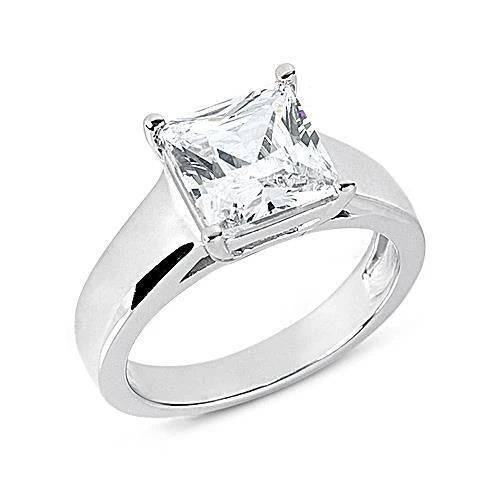 Princess Cut 1.00 Carat Natural Diamond Engagement Ring White Gold 14K Solitaire Ring