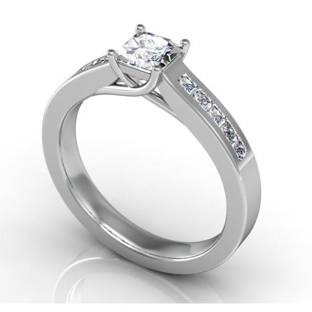 Princess Cut new Antique Style Engagement White Gold Diamond Solitaire Ring with Accents