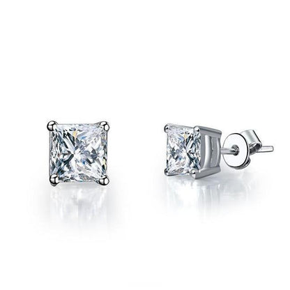 New Style Princess Cut Diamonds Studs Earring White Gold Stud Earrings