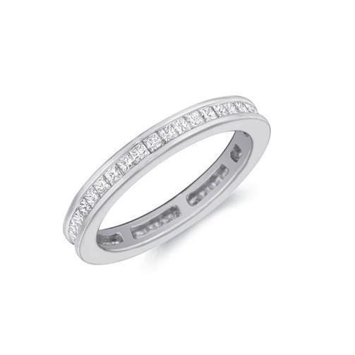 Princess Cut 3.00 Ct Diamonds Channel Set Engagement Band White Gold Band