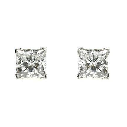 Princess Cut Women Diamond Engagement Ring White Gold Stud Earrings