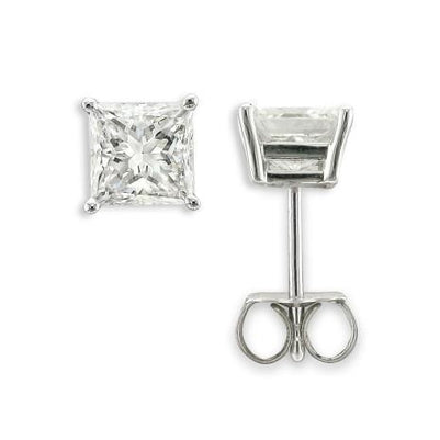 Princess Cut Diamonds Lady Studs Earrings Gold Stud Earrings