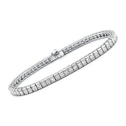 Real  Princess Cut 9 Carats Sparkling Diamonds Tennis Bracelet WG 14K