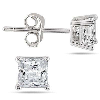 natural princess diamond 5.40ct earring front view