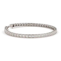 Real  Princess Cut 5.75 Carats Bezel Set Diamonds Tennis Bracelet Wg