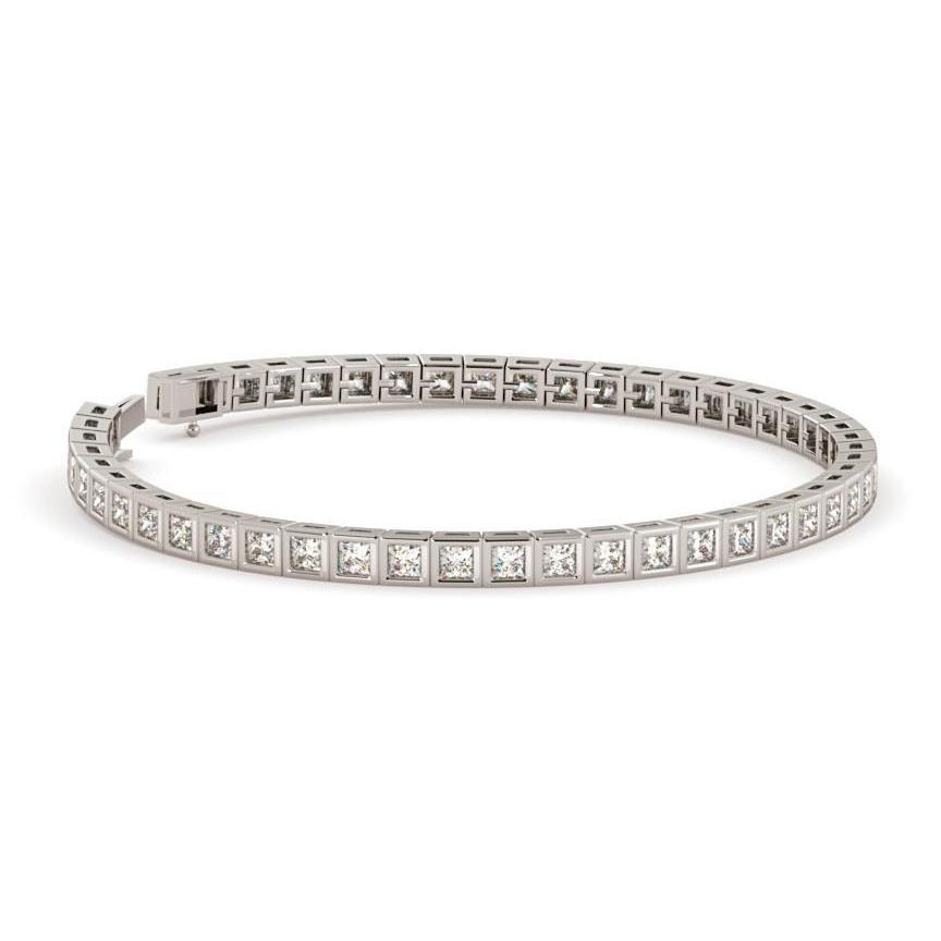 Princess Cut 5.75 Carats Bezel Set Diamonds Tennis Bracelet Wg Tennis Bracelet