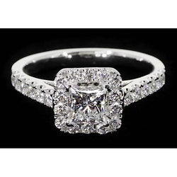 Princess Cut Diamond Halo Setting Engagement Ring 2 Carats