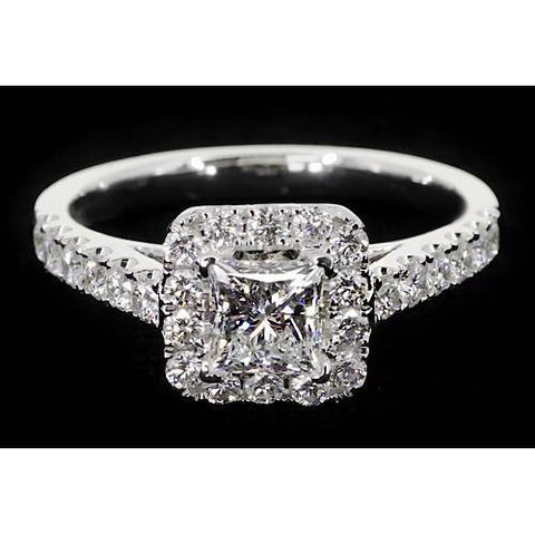 Princess Cut Diamond Halo Setting Engagement Ring 2 Carats Halo Ring