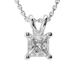 Princess Cut Diamond Necklace Pendant 1 Ct White Gold 14K Jewelry