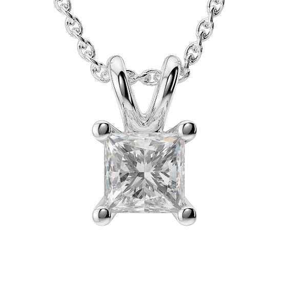 Princess Cut Diamond Necklace Pendant 1 Ct White Gold 14K Jewelry Pendant