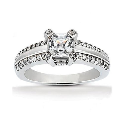 Princess Cut Diamond Solitaire Ring 2.20 Ct. Diamond With Accent Solitaire Ring with Accents