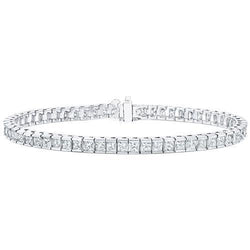 Real  Princess Cut Diamond Lady Tennis Bracelet 8.25 Carat White Gold 14K