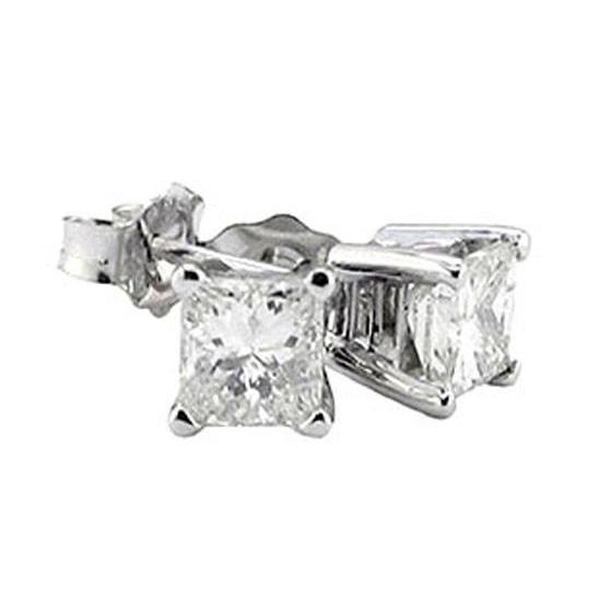 New syle Princess Cut Diamond Women Stud Earring  Gold 
