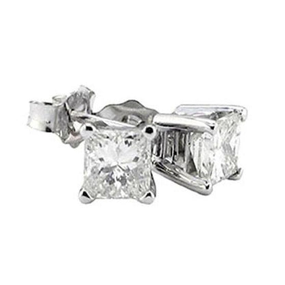 natural princess diamond 3ct earring front view