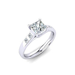 Princess Cut Real Natural Earth Mined Diamond Engagement Ring 1.82 Ct White Gold 14K