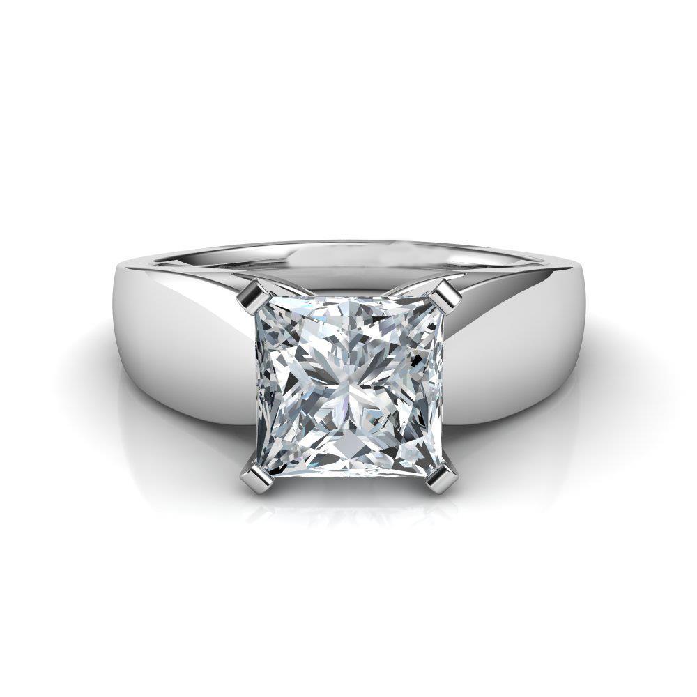 Princess Cut Sparkling Unique Solitaire White Gold Diamond Anniversary Ring 