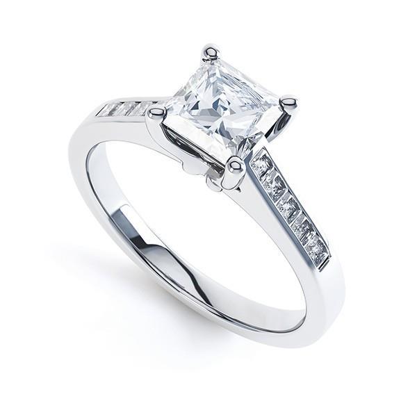 Princess Cut Solitaire With Accent 2 Ct Diamonds Wedding Ring Solitaire Ring with Accents