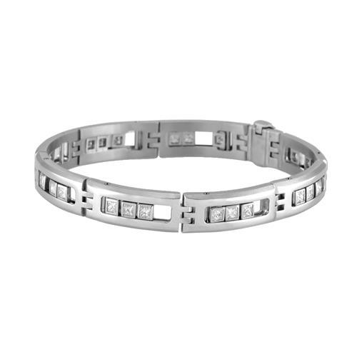 Princess Cut Sparkling 2.20 Carats Diamonds Men'S Bracelet Wg 14K Mens Bracelet