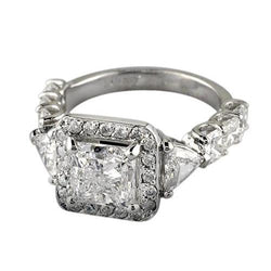 3 Stone Style Princess Diamond Anniversary Ring White Gold 3.66 Carats