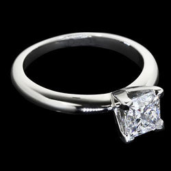 Princess Natural Earth Mined Diamond Solitaire Women White Gold Ring 1.25 Carats