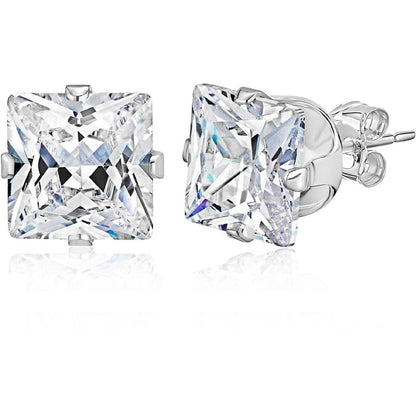 Princess Solitaire Diamond   Gold Jewelry Stud Earrings