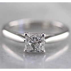 Princess Solitaire Natural Earth Mined Diamond Engagement Ring 1 Carat