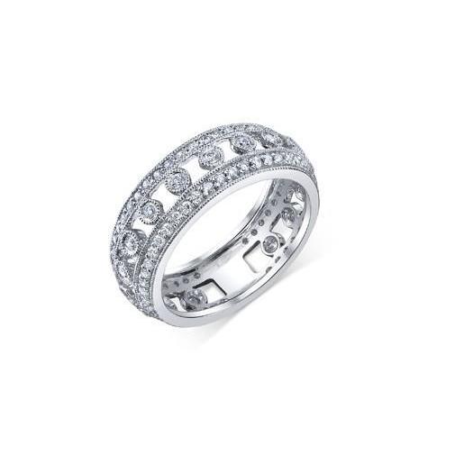 Prong And Bezel Set 4.50 Ct Round Cut Diamond Wedding Band Gold 14K Eternity Band