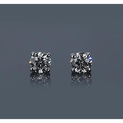 Prong Round Natural Earth Mined Diamond Stud Earring 1 Carat White Gold 14K