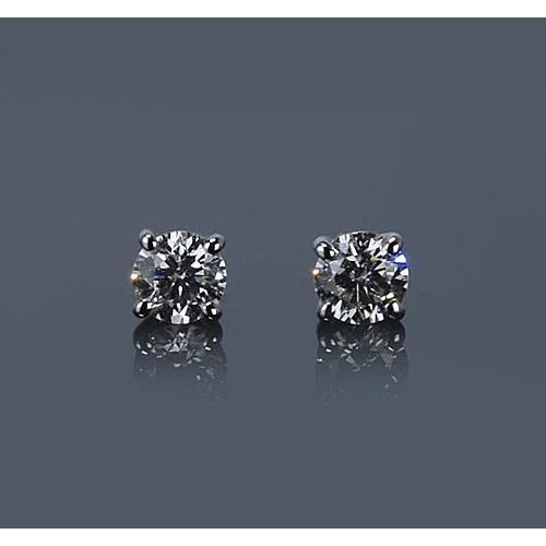 New Style Prong Round Diamond Stud Earring White Gold Stud Earrings