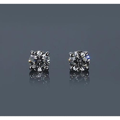 New Style Prong Round Diamond Stud Earring White Gold Stud Earrings