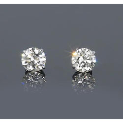 Prong Round Natural Earth Mined Diamond Stud Earrings 1.50 Carats White Gold 14K Jewelry