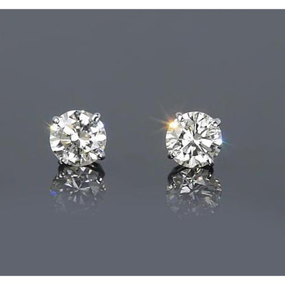 Prong Round Diamond Stud Earrings  White Gold  Jewelry Stud Earrings