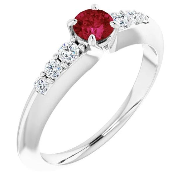 Lady’s Brilliant Prong Roaratsund Ruby    Ring White Gold   Gemstone Ring