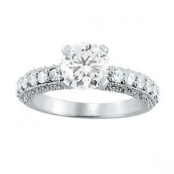1.05 Carats Natural Earth Mined Diamond Lady Engagement Gold Solitaire Ring With Accents