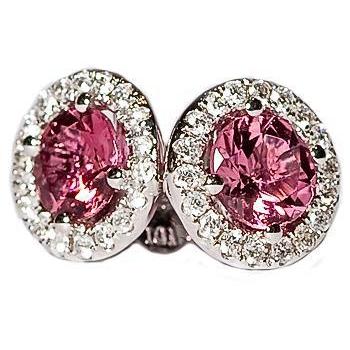  Best amazing weeding  Tourmaline With Diamonds Stud Earrings White Gold