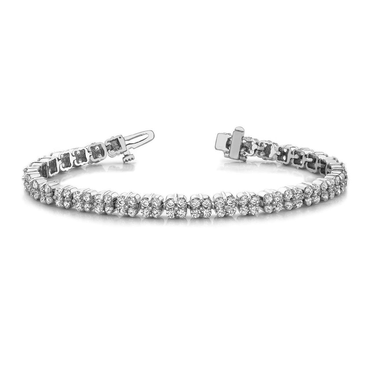 Prong Set 6.60 Carats Round Cut Diamonds Bracelet White Gold 14K New