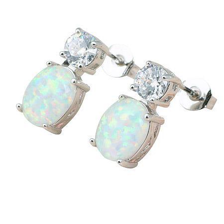 Prong Set   Opal And Diamonds Studs Earrings Gold White Best amazing weeding   Gemstone Earring