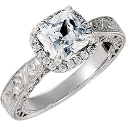 Natural  1.70 Carats Cushion Diamond Engagement Halo Ring Solid White Gold 14K