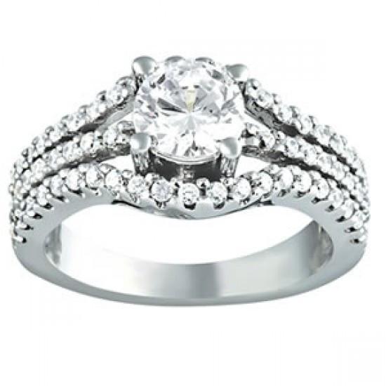  Princess Cut High Quality Unique Solitaire Ring with Accents White Gold Diamond