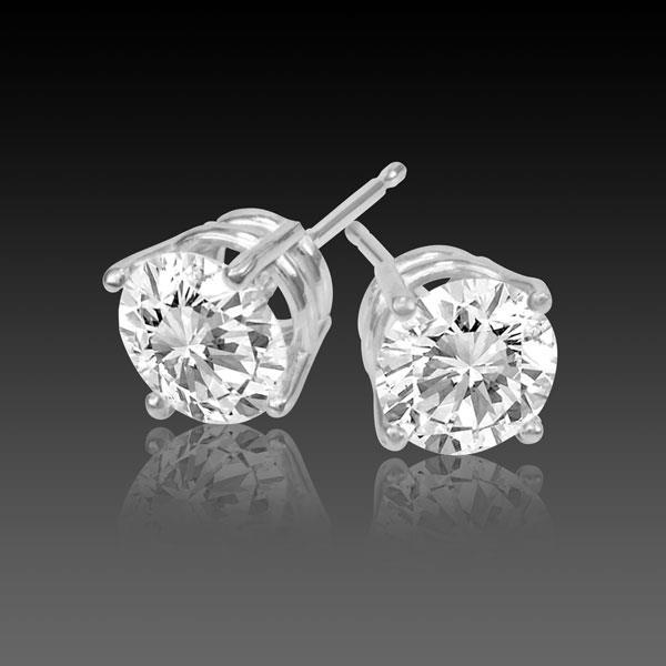 Prong Set Princess Cut White Elegant Woman's S Stud Earrings