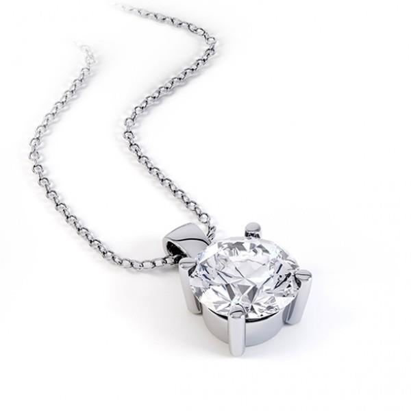 Prong Set 2.00 Carat Natural Diamond Pendant Necklace With Chain White 14K Pendant