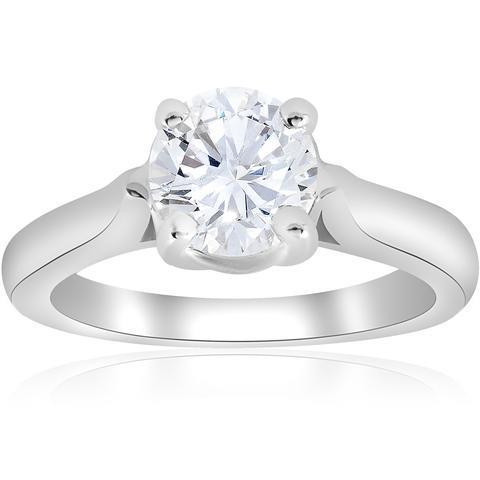 Sparkling Unique Solitaire White Gold Diamond Anniversary Ring 