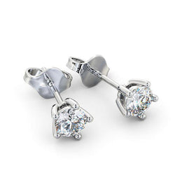 Prong Set 2 Carats Round Cut Diamonds Studs Earrings 14K Gold