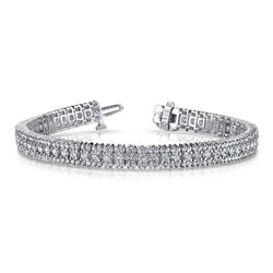 Prong Set 11 Ct Round Brilliant Cut Lab Grown Diamonds Bracelet White Gold