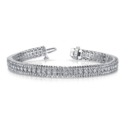 Prong Set 21.40 Ct Round Brilliant Cut Diamonds Bracelet White Gold Tennis Bracelet