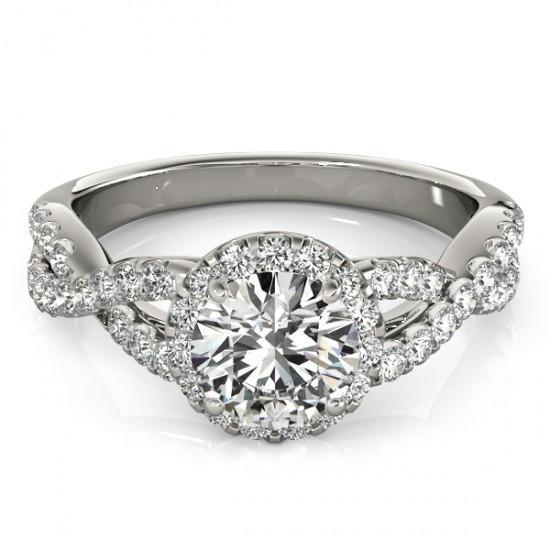 Prong Set 2.25 Carats Round Diamonds Engagement Halo Ring White Gold 14K Halo Ring
