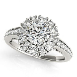 Natural  2.50 Carats Round Diamond Engagement Halo Ring Solid White Gold 14K
