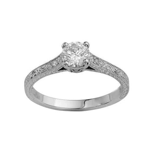  Lady’s Brilliant Engagement Wedding Solitaire Ring with Accents White Gold Diamond