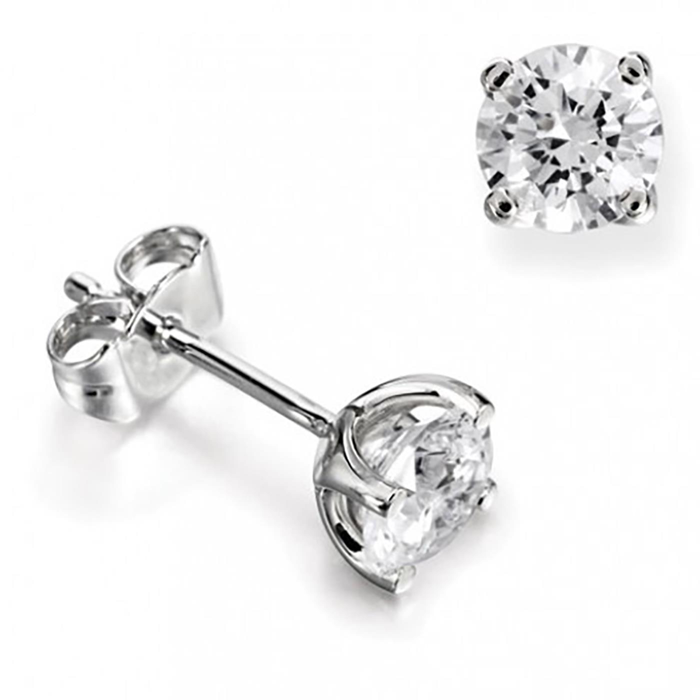 Prong Set Diamonds Women Studs Earrings  White Gold 
