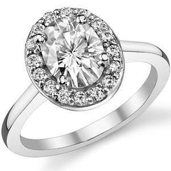 2.75 Carats Oval Diamond Engagement Ring White Gold 14K